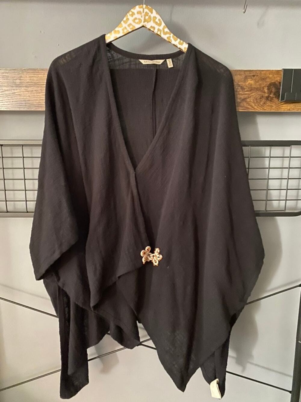 Soft Surroundings Black One Size Cotton Poncho